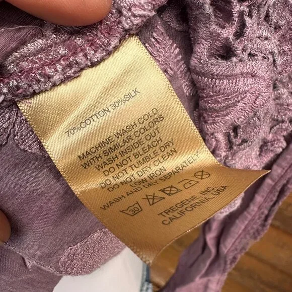 Tregene Silk Lace Embroidered Floral Blouse Shirt Size S - Picture 6 of 9